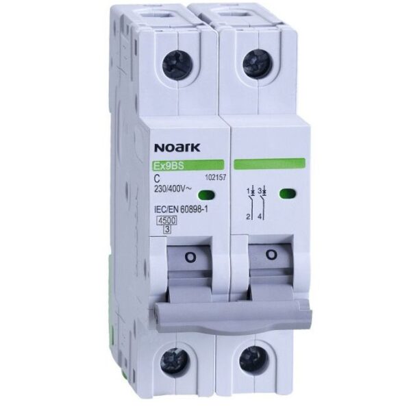 Siguranță automată Noark Ex9BS 2P 25A, curba C, 4,5kA (102156)
