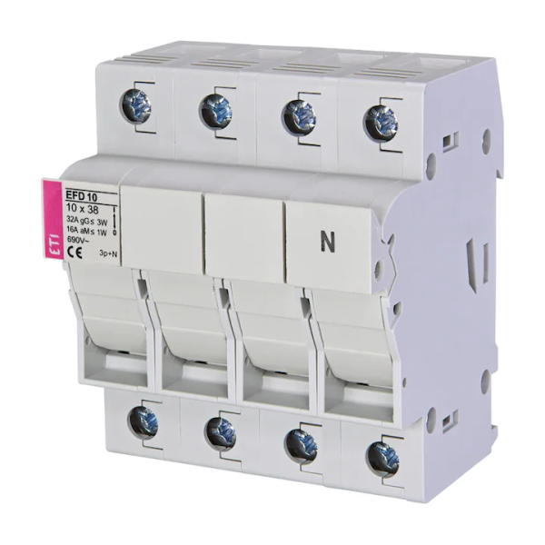 Separator modular 3P+N 32A 10x38 EFD 10 ETI 002540005,fara siguranta inclusa.
