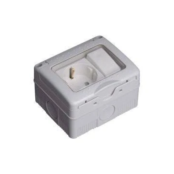 Priză Schuko cu Capac + Întrerupător IP55 OEM - Protecție Exterior