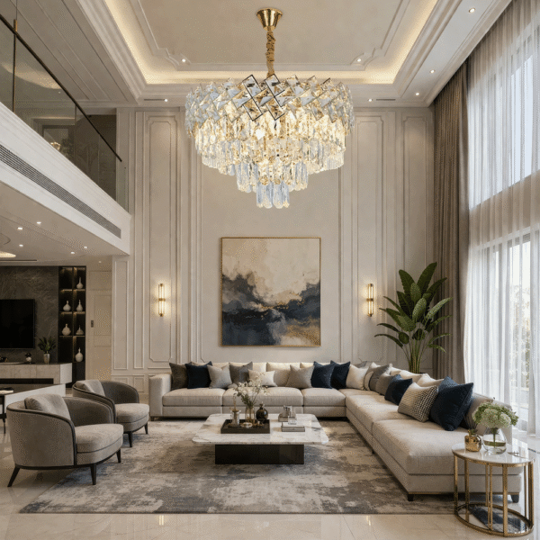 Candelabru Cristal WINDSOR Eleganza 8x E14, Diametru 39cm, Auriu Lucios, Inaltime Reglabila, Metal si Cristal