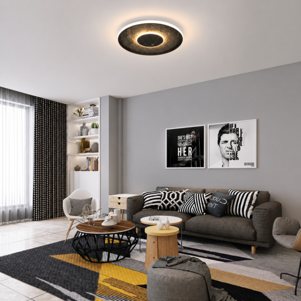 Lustra LED cu telecomandă LT656BK, 3000/4000/6000K, Ø40.5,46W, Negru