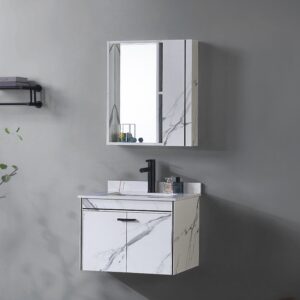 Set Mobilier pentru Baie CORFU, 60x48cm, 2 Piese, Negru si Alb