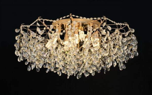 Candelabru Cristal GLOWRIA Regalis, 10x E14, Diametru 80cm, Auriu