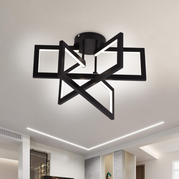 Lustra LED cu telecomanda 72W, 3 Elemente, lumina Rece/Calda/Neutra, Dimabila, Negru, LT750/3BK