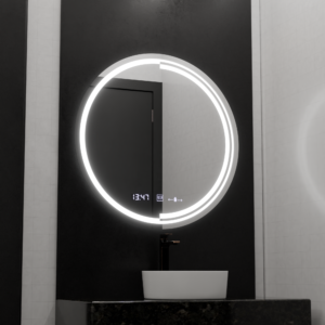 Oglinda LED Rotunda, 60cm, Senzor MotionGlow Consuel Marcello, Sistem Dezaburire, Ceas & Termometru, Dimabila