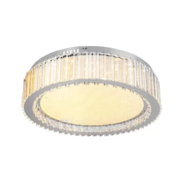 Lustra LED cu telecomanda si cristal MADOX 80W,  lumina Rece/Calda/Neutra, Dimabila, Argintiu