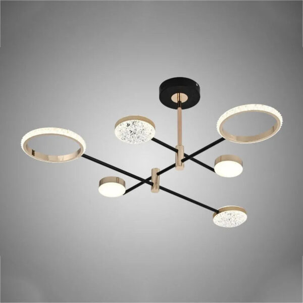 Lustra LED AUGUSTUS 40W, 6 Elemente,  Liniara, lumina Rece/Calda/Neutra, Auriu Lucios Negru