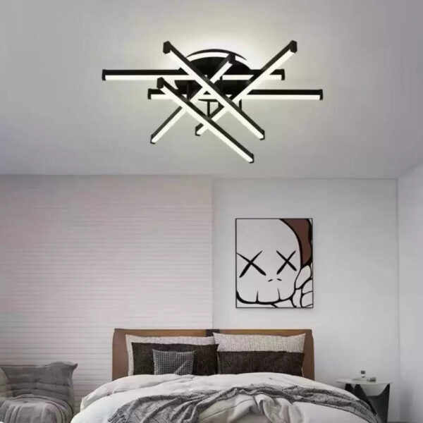 Lustra LED cu telecomanda FILO 188W, 6 Elemente, Liniara, lumina Rece/Calda/Neutra, Dimabila, Negru