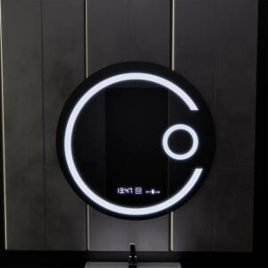 Oglinda LED Rotunda, 60cm, Visio MotionGlow Marcello, Sistem Dezaburire, Ceas & Termometru, Lupa Cosmetica, Dimabila
