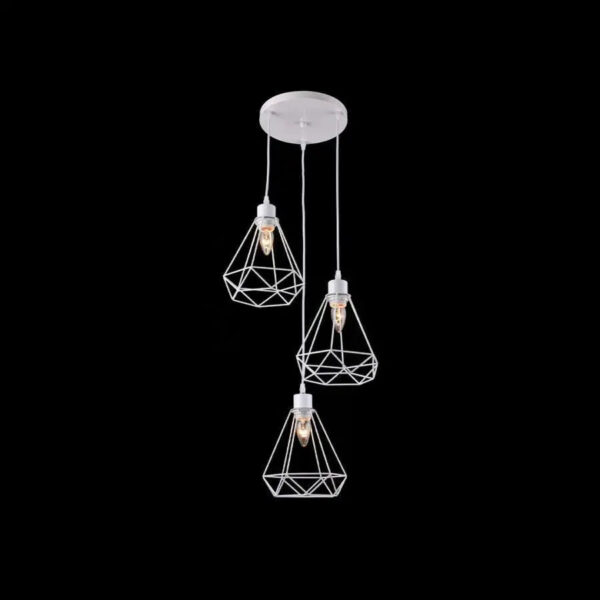 Lustra Forma Diamant, STRUKTUR, 3xE27, Alb, Metal