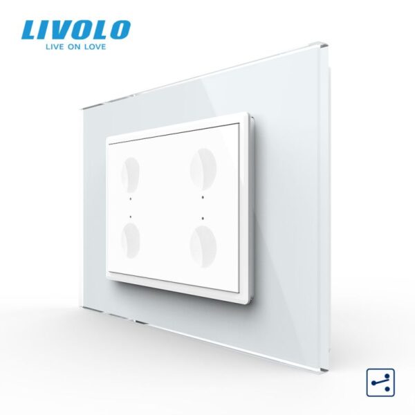 Intrerupator cvadruplu tactil- cap scara / cap cruce- standard italian- cu rama sticla- 3M