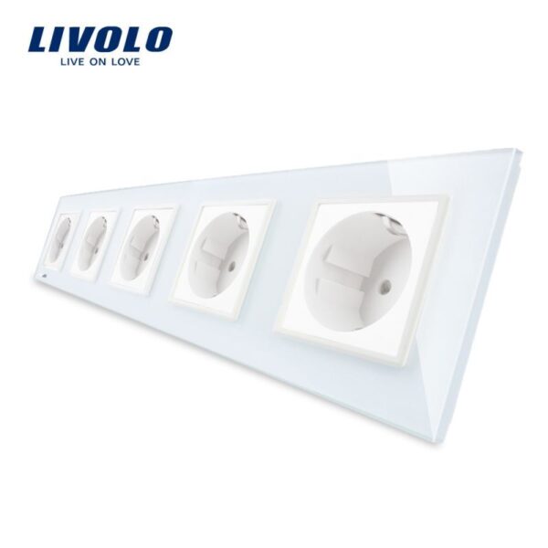 Priza Schuko cvintupla- borne fara surub - quick connect- cu rama sticla