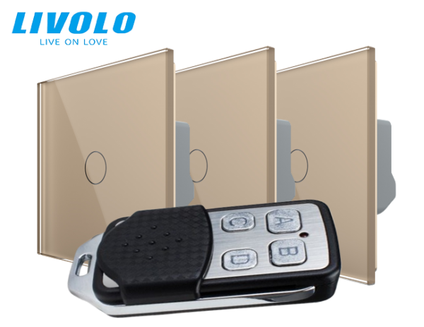 Intrerupatoare simple wireless RF + telecomanda RF 3 circuite- generatia noua