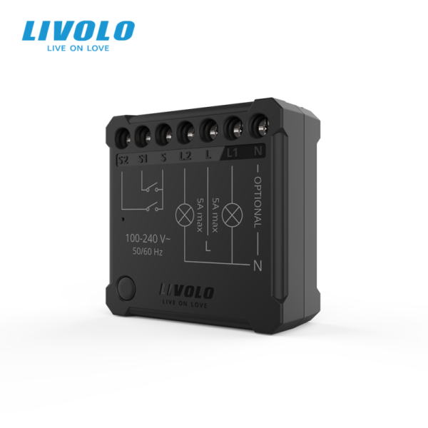 Releu inteligent protocol EC Livolo- 2 canale- control aplicatie- Negru