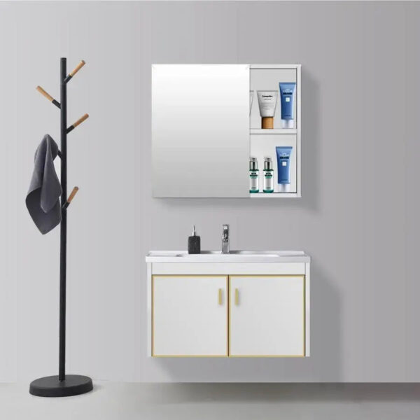 Set Mobilier cu oglinda Baie, Alb, PVC, T356/80